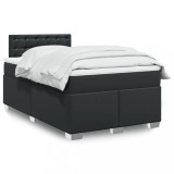 VidaXL Pat box spring cu saltea, negru, 120x190 cm, piele ecologică 3286112