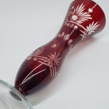 Vaza romaneasca cristal rosu rubin, veche, vintage