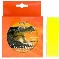 Nylon/fir monofilament Aqua Crocodile Fluo-Carp 600 m, galben fluo