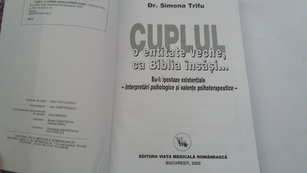 CUPLUL O ENTITATE VECHE,CA BIBLIA INSASI.....SIMONA TRIFU RF18/2 | Okazii.ro