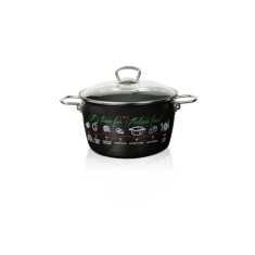 Oala 6l cu capac din sticla Italian Food Metalacemail/24cm/6l