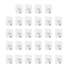 Set 28 carlige adezive transparente, rezistente, multifunctionale, plastic, metal