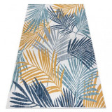 Covor SISAL COOPER frunze de palmier, tropical 22258 ecru / albastru inchis, 160x220 cm