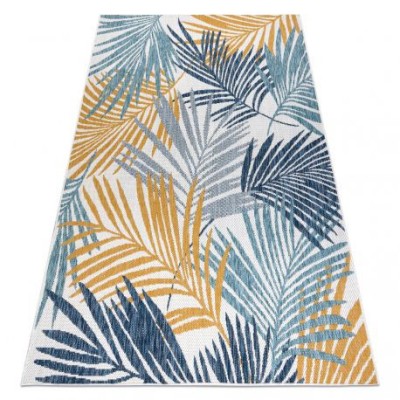 Covor SISAL COOPER frunze de palmier, tropical 22258 ecru / albastru inchis, 160x220 cm foto