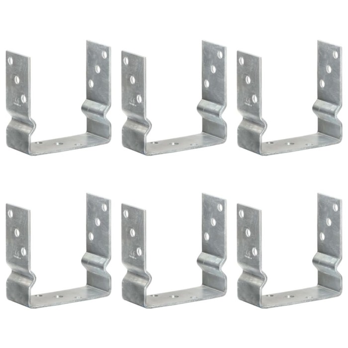 Ancore de gard, 6 buc., argintiu, 14x6x15 cm, oțel galvanizat