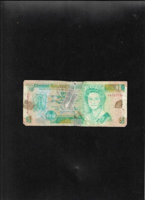 Rar! Belize 1 dollar 1990 seria767156 uzata reparata foto