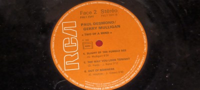 DISC VINIL AN 1962 PAUL DESMOND / GERY MULLIGAN Two Of A Mind JAZZ foto