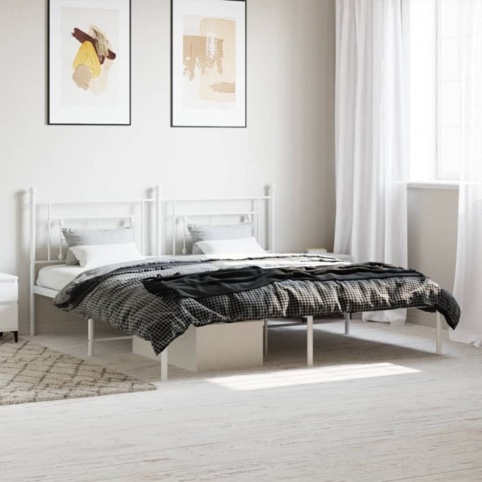 Gossi cadru de pat metalic cu tablie, alb, 180x200 cm