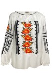 Bluza tip ie dama RIAG, marime 2XL, alb/portocaliu