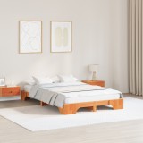 vidaXL Rama de pat maro ceară 135x190 cm din lemn masiv de pin