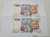 Bancnote italia 1000 L 1990 consecutive