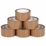 Set 6 Role Banda Adeziva Low Noise pentru Ambalare Colete si Pachete, Aderenta Ridicata, Derulare Silentioasa, 5 cm x 66 m, Maro