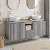Cumpara ieftin Set dulap de baie suspendat 3 buc. Sonoma gri 129 x 41 x 80 cm