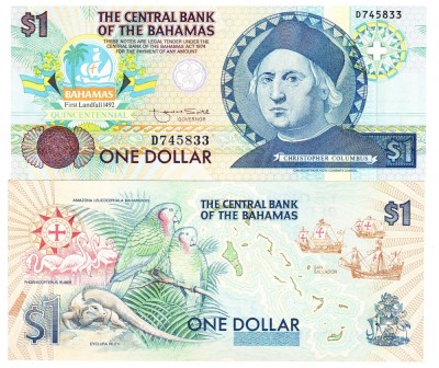 Bahamas 1 Dollars 1992 P-50a Comemorativa UNC foto