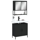 VidaXL Set mobilier de baie, 2 piese, negru, lemn compozit