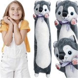 Jucărie de pluș Husky XXL, Pernă și Mascotă Pufoasă pentru Copii, 70 cm