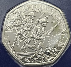 50 pence 2024 Marea Britanie, D-Day Anniversary, Brilliant unc, Coincard