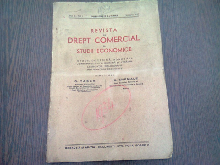 REVISTA DE DREPT COMERCIAL SI STUDII ECONOMICE NR.1/1934