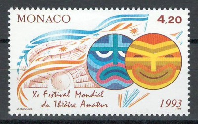 Monaco 1993 Mi 2114 MNH - al 10-lea Festival Internațional de Teatre Amatori foto