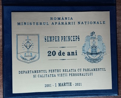 QW19 1 - Placheta militara - Departamentul calitatea vietii la 25 ani - 2021 foto