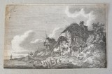 Franz Edmund Weirotter &quot;Barci la mal&quot; gravura veche 1868, Marine, Cerneala, Altul
