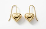 Cercei Minimalisti din Argint Placati cu Aur ,Puffy Heart Eleganta si Stralucire Romantica