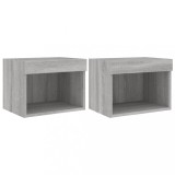 Cumpara ieftin Noptiere cu lumini LED montate pe perete, 2 buc., gri sonoma