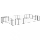 VidaXL Padoc pentru c&acirc;ini, negru, 22,99 m&sup2;, oțel