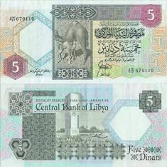 1991, 5 dinars (P-55) - Libia! foto