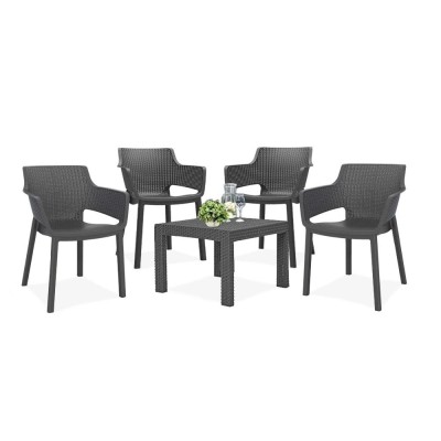 Set mobilier de grădină Roeva 4+1, grafit foto