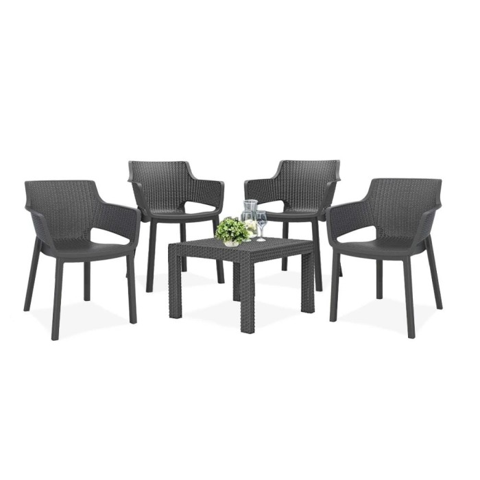 Set mobilier de grădină Roeva 4+1, grafit