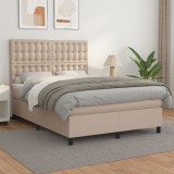 Cumpara ieftin Pat box spring cu saltea, cappuccino, 140x190cm piele ecologică