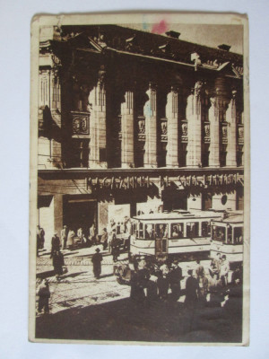 Carte poștala Timișoara:Magazinul de stat Banatul,tramvaie,circulată 1950 foto
