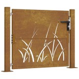 Cumpara ieftin Poarta pentru gradina, 105x105 cm, otel corten, model iarba