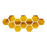 Set 12 bucati, LeeXo Luxury Sticker Acrilic Cristal Diamant, Auto-Adeziv Tip Oglinda Decorativa Design Hexagonal 3D Auriu, pentru living, dormitor, ho