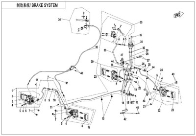 06. Conducta frana spate stanga CF Moto CForce 450 / 520 / 550 foto