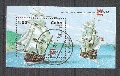 Cuba 1996 Ships, UPU, perf. sheet, used AA.051 foto