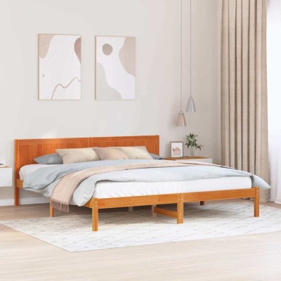vidaXL Cadru de pat Maro 200 x 200 cm Lemn masiv de pin 872178 foto
