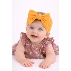 Bentita lata, galben mustar, pentru fetite cu fundita