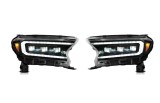 Set faruri FORD RANGER, 05.2016-12.2022, dynamic indicator; cu animatii; LED; electrical; negru, galben marker lamp cover; TUNING; Omologare ECE; LED