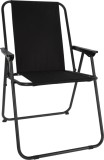 Scaun pliant de gradina cu structura metalica si material textil, negru