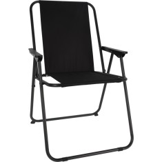 Scaun pliant de gradina cu structura metalica si material textil, negru