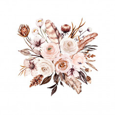Sticker decorativ Buchet de Trandafiri, Roz, 54 cm, 3605ST