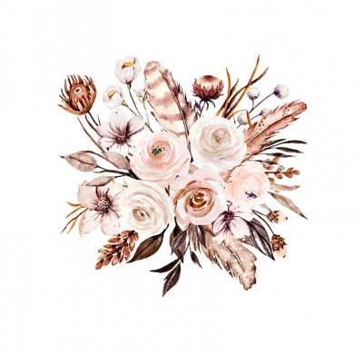 Sticker decorativ Buchet de Trandafiri, Roz, 54 cm, 3605ST foto