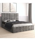 Pat tapitat VEN03 Gri 160x200 cm cu saltea inclusa, transport gratuit