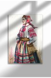 RF-28|Poster Folclor Rom&acirc;nesc, Costume Tradiționale, Imprimeu Digital pe P&acirc;nză, Artă Murală Etnică Vintage | A4 (21 x 29.7 cm) - RF-28