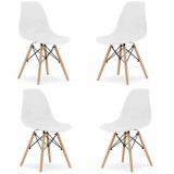 Set 4 Scaune Mercaton Acerenza, Stil Scandinav cu Picioare din Lemn de Fag, Cadru Metalic, Sezut PP, Maxim 120 Kg, 46 x 54 x 82