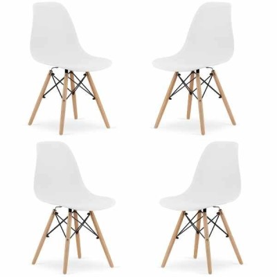 Set 4 Scaune Mercaton Acerenza, Stil Scandinav cu Picioare din Lemn de Fag, Cadru Metalic, Sezut PP, Maxim 120 Kg, 46 x 54 x 82 foto