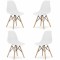 Set 4 Scaune Mercaton Acerenza, Stil Scandinav cu Picioare din Lemn de Fag, Cadru Metalic, Sezut PP, Maxim 120 Kg, 46 x 54 x 82