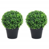 Plante artificiale cimisir cu ghiveci, 2 buc. verde 37 cm minge GartenMobel Dekor